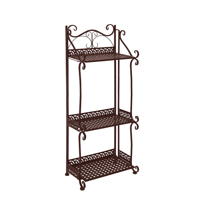 Natura X 3 Tier Metal Plant Stand | Flower Pot Shelves and Stand in Bronze