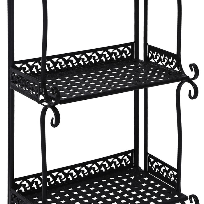 Natura Retro 4 Tier Metal Plant Stand | 97cm Flower Pot Shelves and Stand in Black