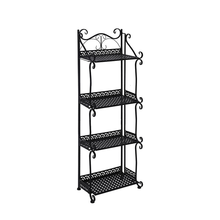 Natura Retro 4 Tier Metal Plant Stand | 97cm Flower Pot Shelves and Stand in Black