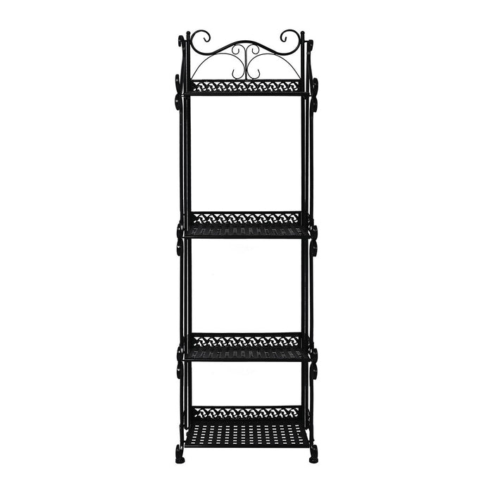 Natura Retro 4 Tier Metal Plant Stand | Flower Pot Shelves and Stand in Black