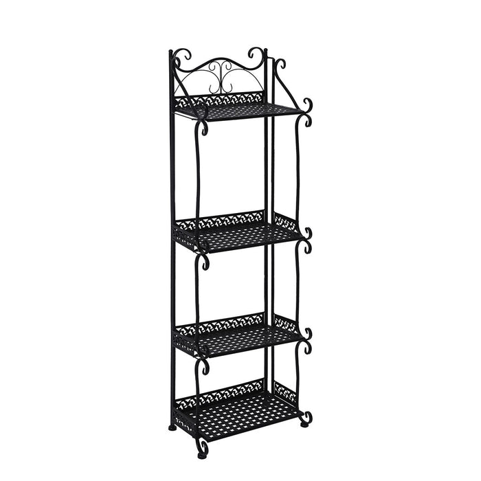 Natura Retro 4 Tier Metal Plant Stand | Flower Pot Shelves and Stand in Black