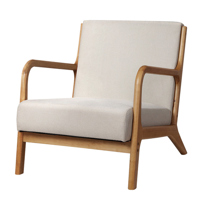 Nora Scandi Soft Fabric Lounge Armchair | Premium Soft Accent Chair Beige