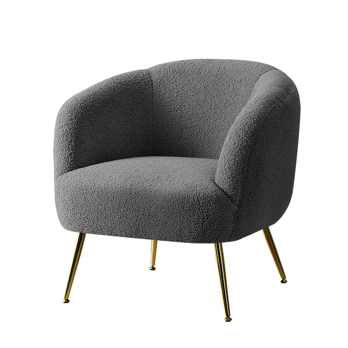 Nora Sherpa Boucle Lounge Armchair | Premium Soft Accent Chair Charcoal