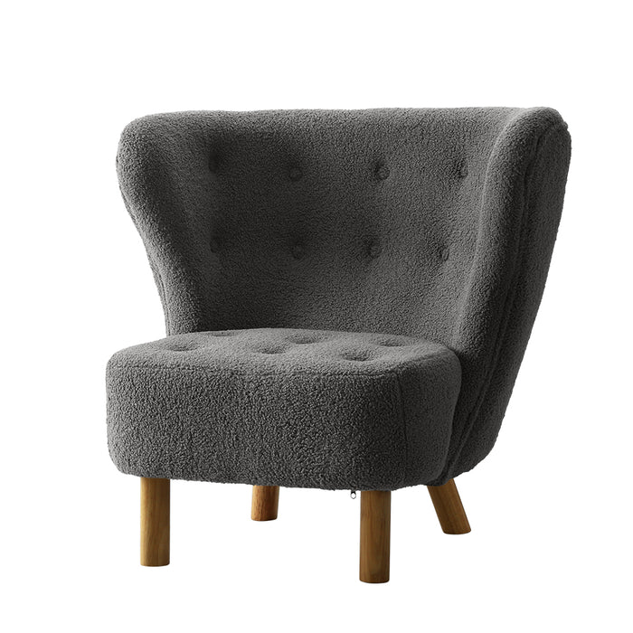 Nora Sherpa Fabric Lounge Armchair | Premium Soft Accent Chair Charcoal