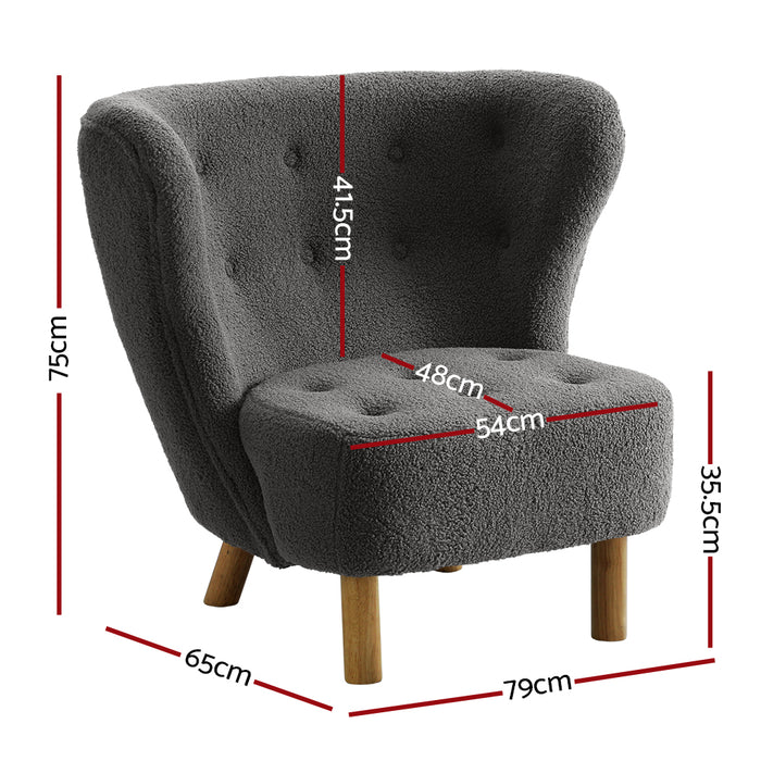 Nora Sherpa Fabric Lounge Armchair | Premium Soft Accent Chair Charcoal