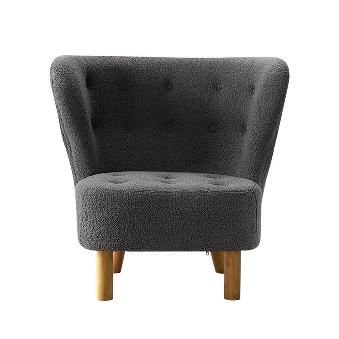 Nora Sherpa Fabric Lounge Armchair | Premium Soft Accent Chair Charcoal