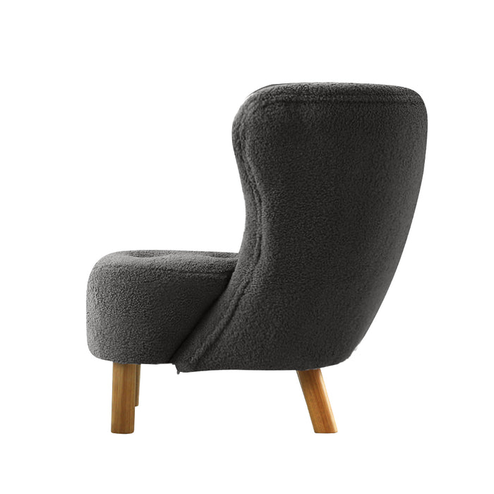 Nora Sherpa Fabric Lounge Armchair | Premium Soft Accent Chair Charcoal