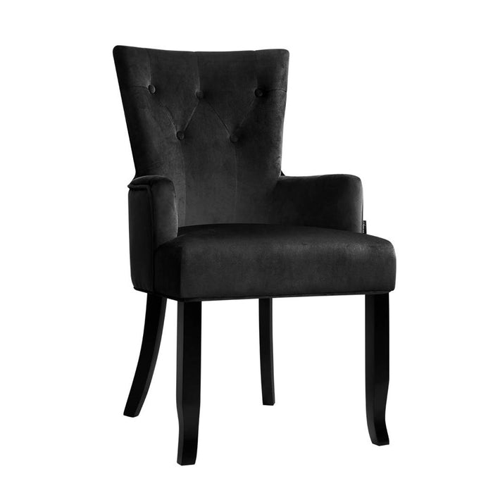 Elegant Cayes 96cm H Retro French Provincial Velvet Dining Chair in Black