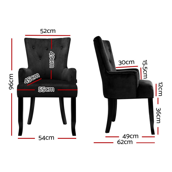 Elegant Cayes 96cm H Retro French Provincial Velvet Dining Chair in Black