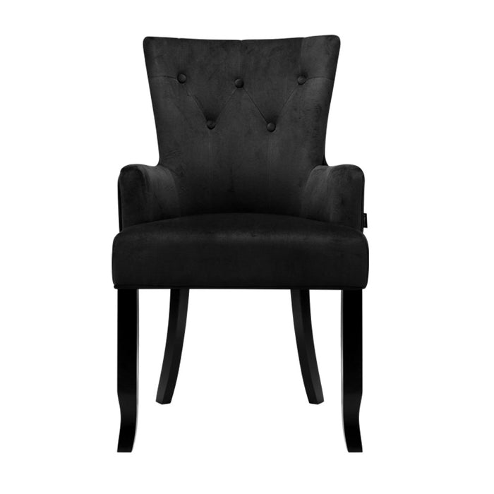 Elegant Cayes 96cm H Retro French Provincial Velvet Dining Chair in Black