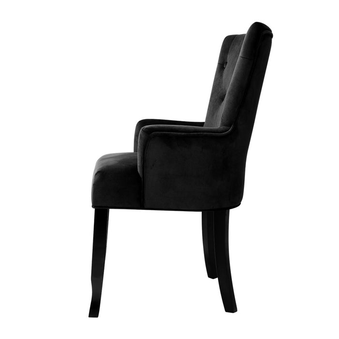 Elegant Cayes 96cm H Retro French Provincial Velvet Dining Chair in Black