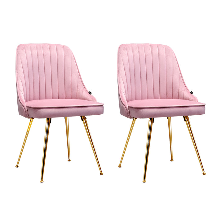 Set of Two Elegant Marco 80cm H Modern Velvet Dining Chair in Pink
