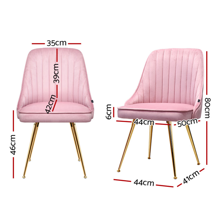 Set of Two Elegant Marco 80cm H Modern Velvet Dining Chair in Pink