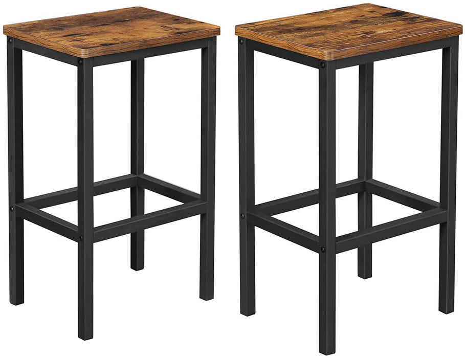 Set of 2 Premium Rustic Retro 65cm Barstools in Brown