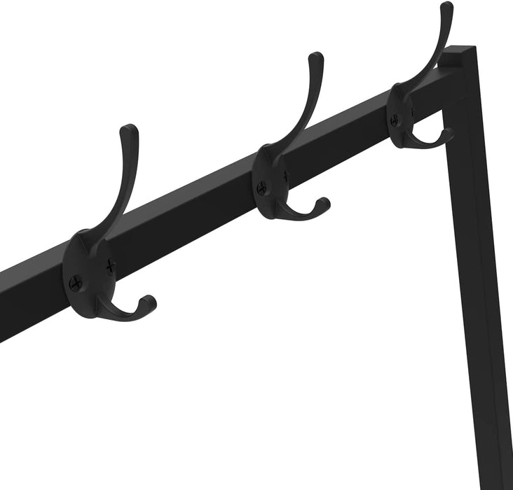 Centrum Multifunctional 5 In1 Coat Rack | Entryway Hall Tree with Shoe Storage and Dressing Mirror in Black