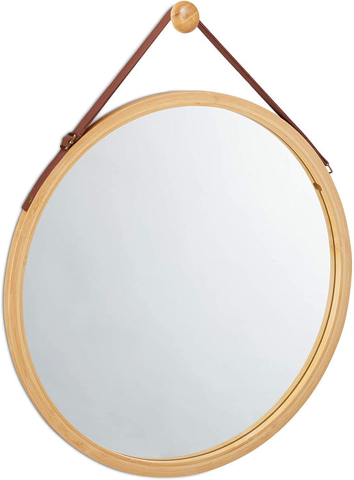 Bliss Bamboo 38cm Hanging Mirror | Adjustable Wall Hung Bamboo Bathroom or Bedroom Mirror