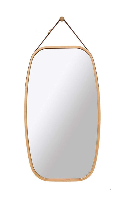 Premium Bliss Bamboo 74cm Hanging Oval Mirror | Adjustable Wall Hung Bamboo Bathroom Bedroom Mirror