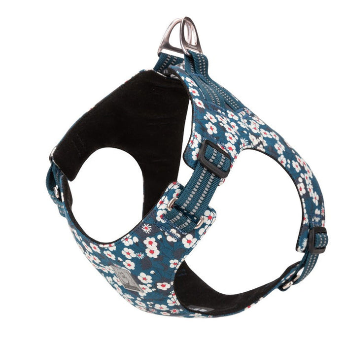 Medium Floral Doggy Harness Saxony Blue