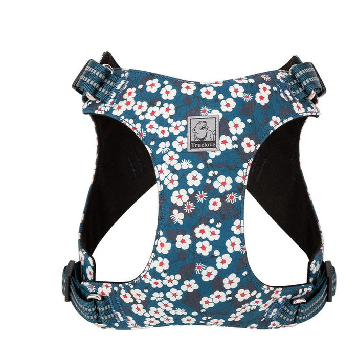 Medium Floral Doggy Harness Saxony Blue