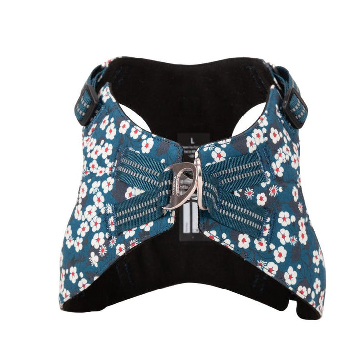 Medium Floral Doggy Harness Saxony Blue