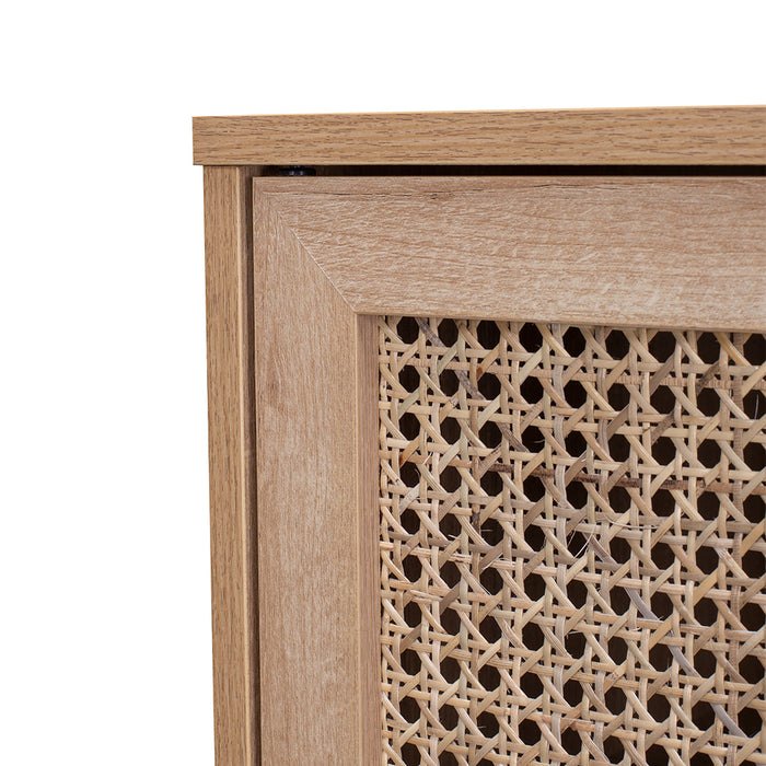 Porto Rattan Buffet Sideboard Storage Cabinet Table | Modern Wooden Hallway Storage Unit