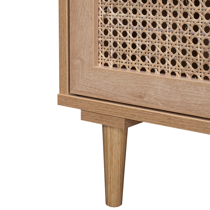 Porto Rattan Buffet Sideboard Storage Cabinet Table | Modern Wooden Hallway Storage Unit