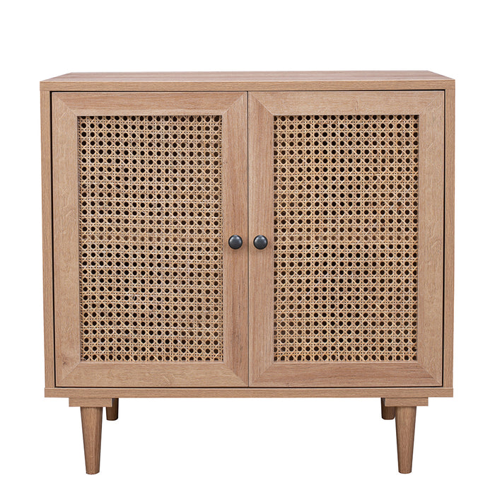 Porto Rattan 2 Door Buffet Sideboard Storage Cabinet Table | Modern Wooden Hallway Storage Unit