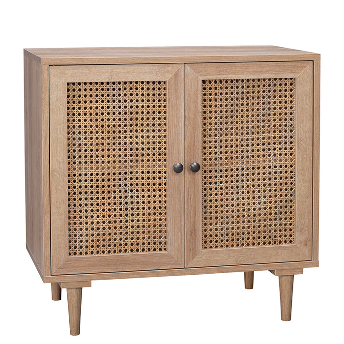 Porto Rattan 2 Door Buffet Sideboard Storage Cabinet Table | Modern Wooden Hallway Storage Unit