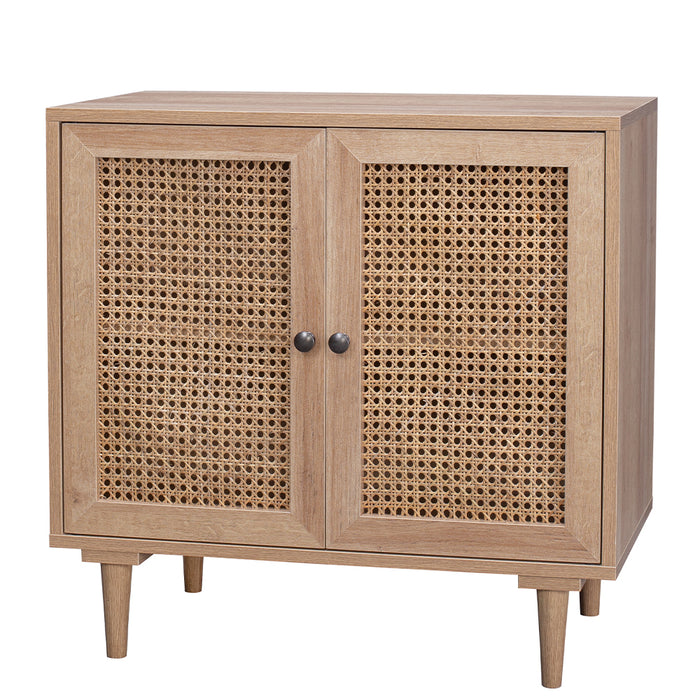 Porto Rattan 2 Door Buffet Sideboard Storage Cabinet Table | Modern Wooden Hallway Storage Unit