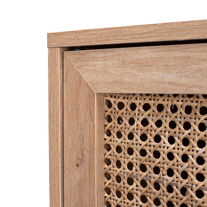 Porto Rattan 2 Door Buffet Sideboard Storage Cabinet Table | Modern Wooden Hallway Storage Unit