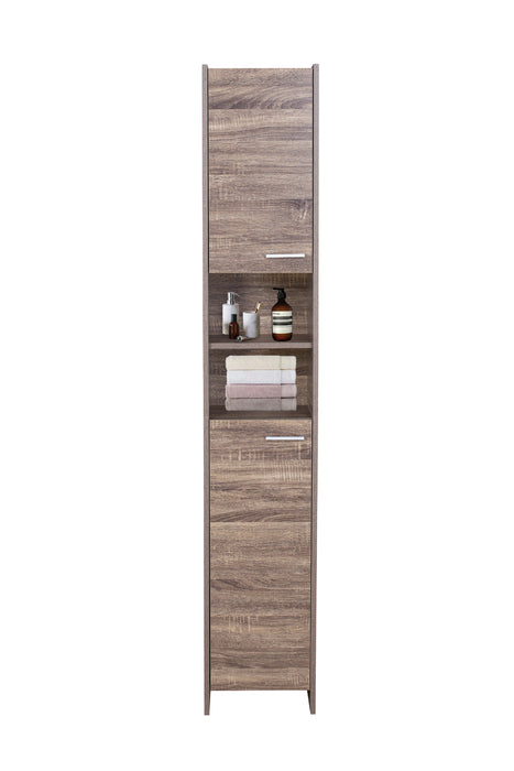 Sierra 191cm Slim Bathroom Tallboy Cabinet With Multiple Storage in Walnut