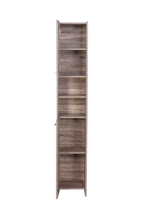 Sierra 191cm Slim Bathroom Tallboy Cabinet With Multiple Storage in Walnut