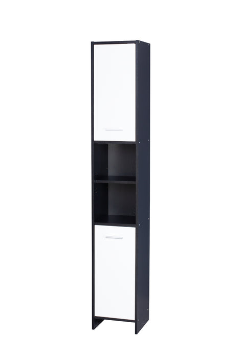 Sierra 185cm Slim Bathroom Tallboy Cabinet With Multiple Storage in BlackWhite