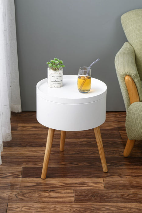 Set of 2 Miki Modern Tray Top Bedside Table Side Tables in White