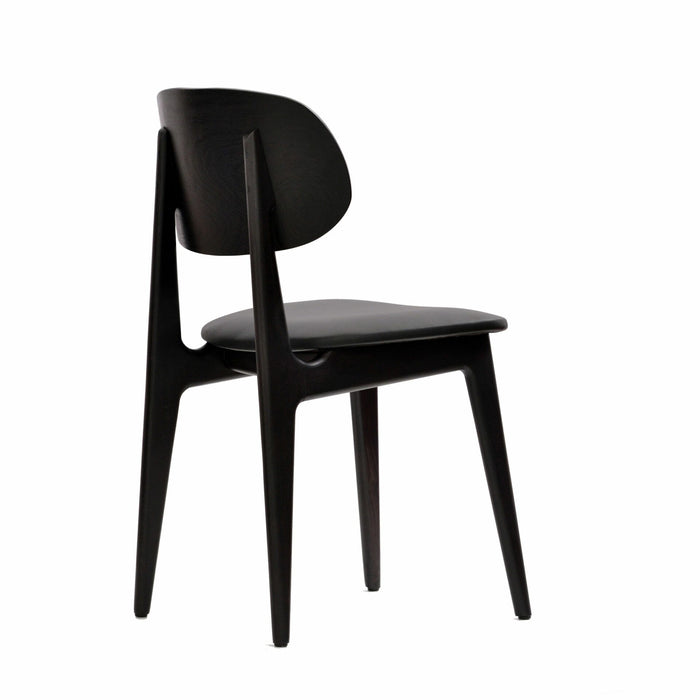 Premium Made in Europe Black Dolaro Chair in Wenge Frame