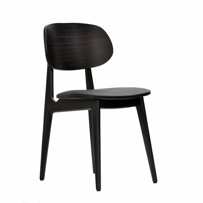 Premium Made in Europe Black Dolaro Chair in Wenge Frame