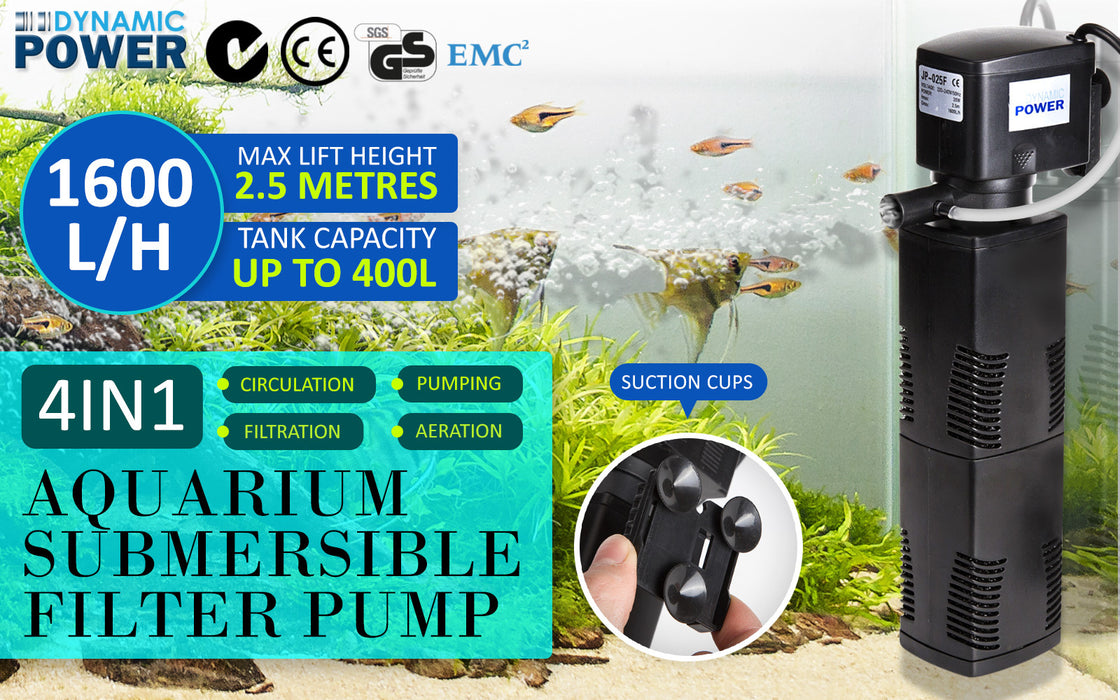 Submersible Aquarium Filter 1600L/H 35W 2.5m Pond Pump by Dynamic Power