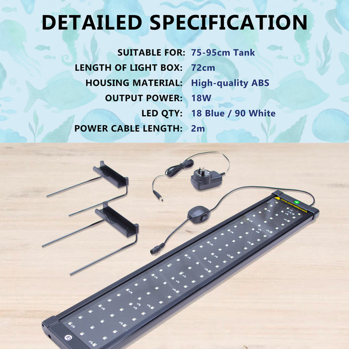 18W Aquarium Blue White LED Light for 75-95cm Tank by Dynamic Power