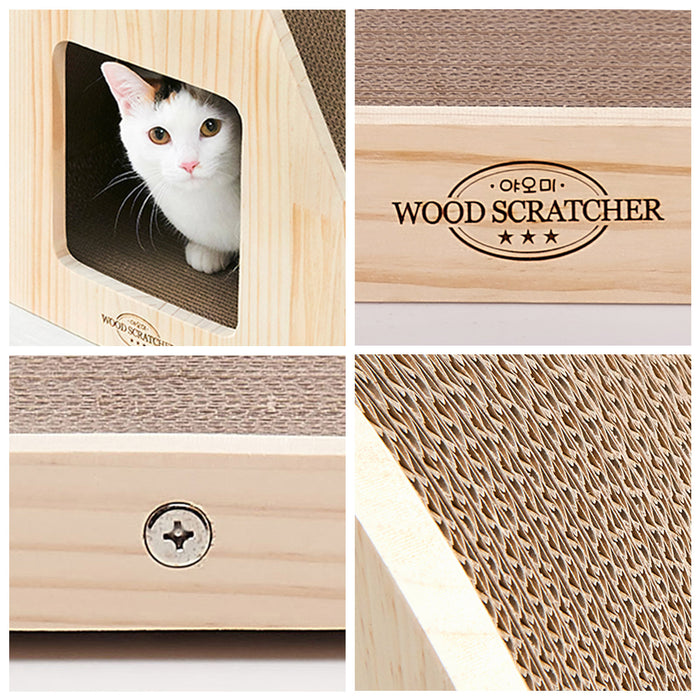 45cm Wood Triangle Cat Scratcher Sofa Pet Bed | Luxury Cat House