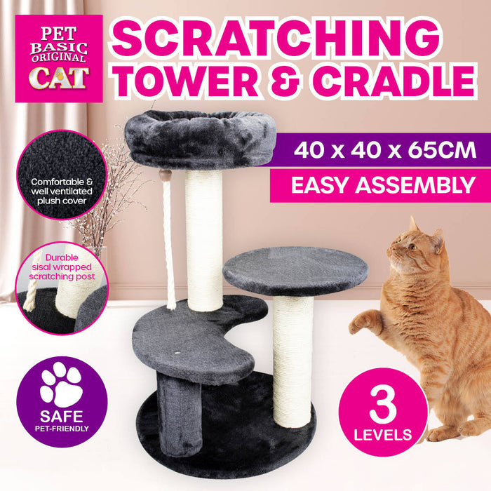 65cm 3 Level Cat Scratching ToweCosy Bed| Cat House Scratch Climb