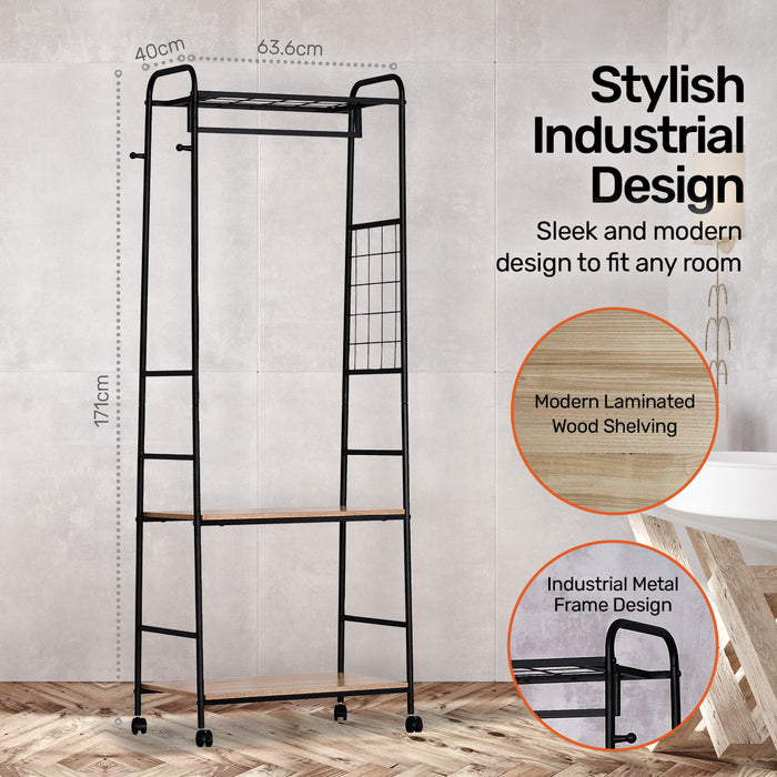 Arezzo 2 Tier Modern Sleek Clothes Rack | Clothes Airer Rack Storage Shelf