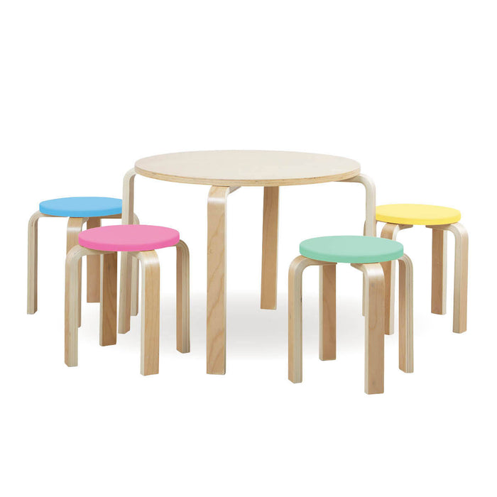 Funzee Kids 5 Piece Wooden Table and Coloured Chair Set