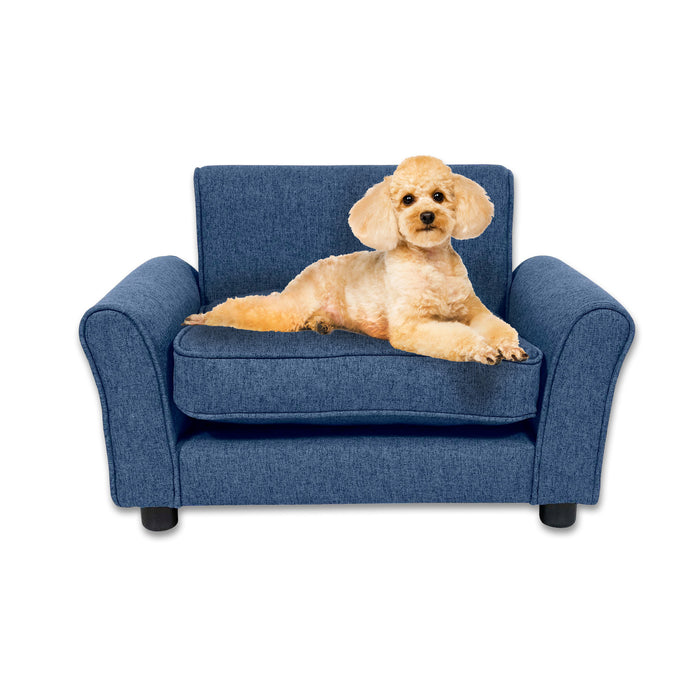 65cm Luxury Washable Pet Chair Fabric Bed | Stylish Sturdy Pet Sofa Bed Dog or Cat - Blue