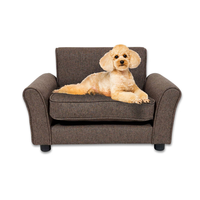 65cm Luxury Washable Pet Chair Fabric Bed | Stylish Sturdy Pet Sofa Bed Dog or Cat - Brown