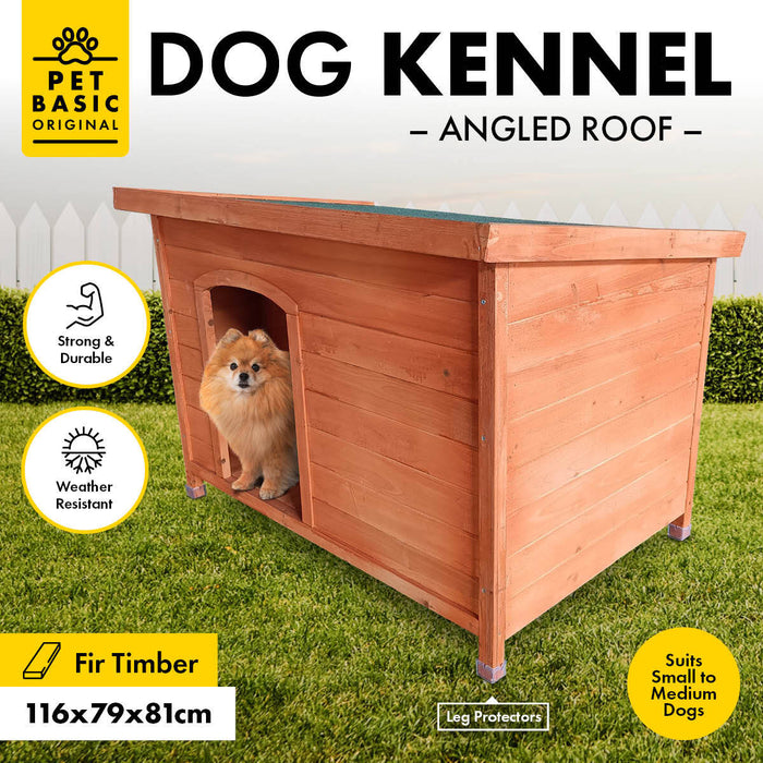 116cm Timber Dog A Frame Kennel  | Weather Resistant Wooden Dog House