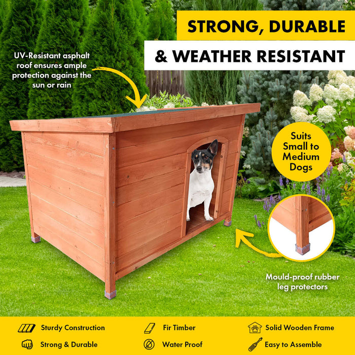 116cm Timber Dog A Frame Kennel  | Weather Resistant Wooden Dog House