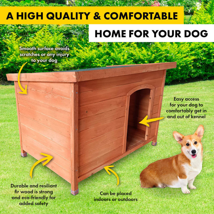 116cm Timber Dog A Frame Kennel  | Weather Resistant Wooden Dog House