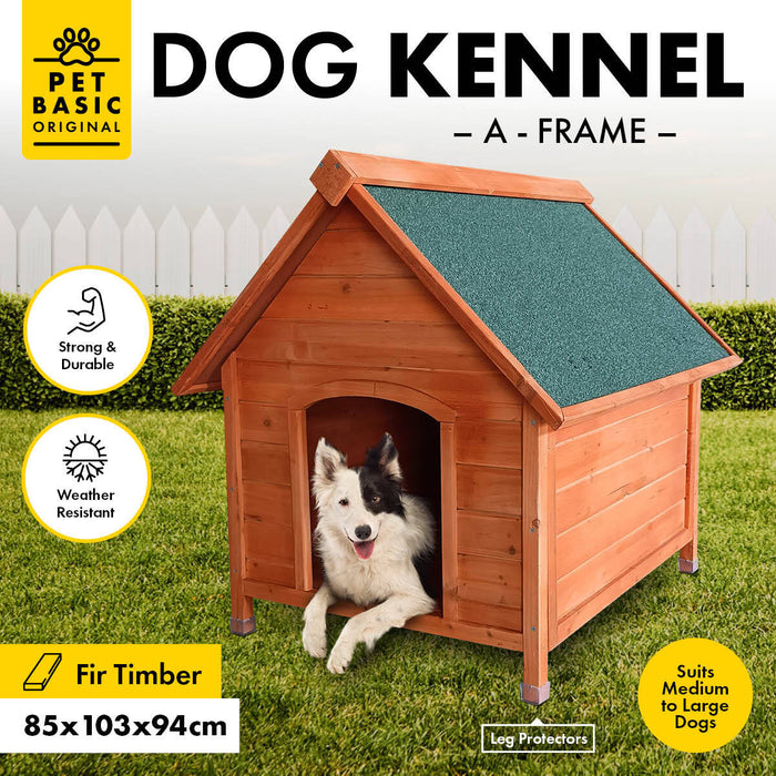 103cm Timber Dog A Frame Kennel  | Weather Resistant Wooden Dog House