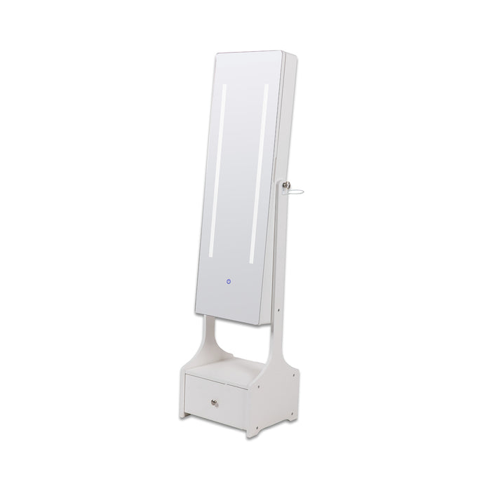 Domus Premium158cm Full Length Adjustable LED Mirror Jewellery Cabinet in White