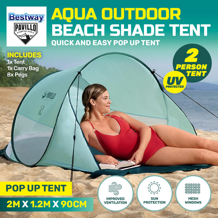 2 Person 2m x 2.1m UV Protected Beach Shade Tent | Easy Assembly